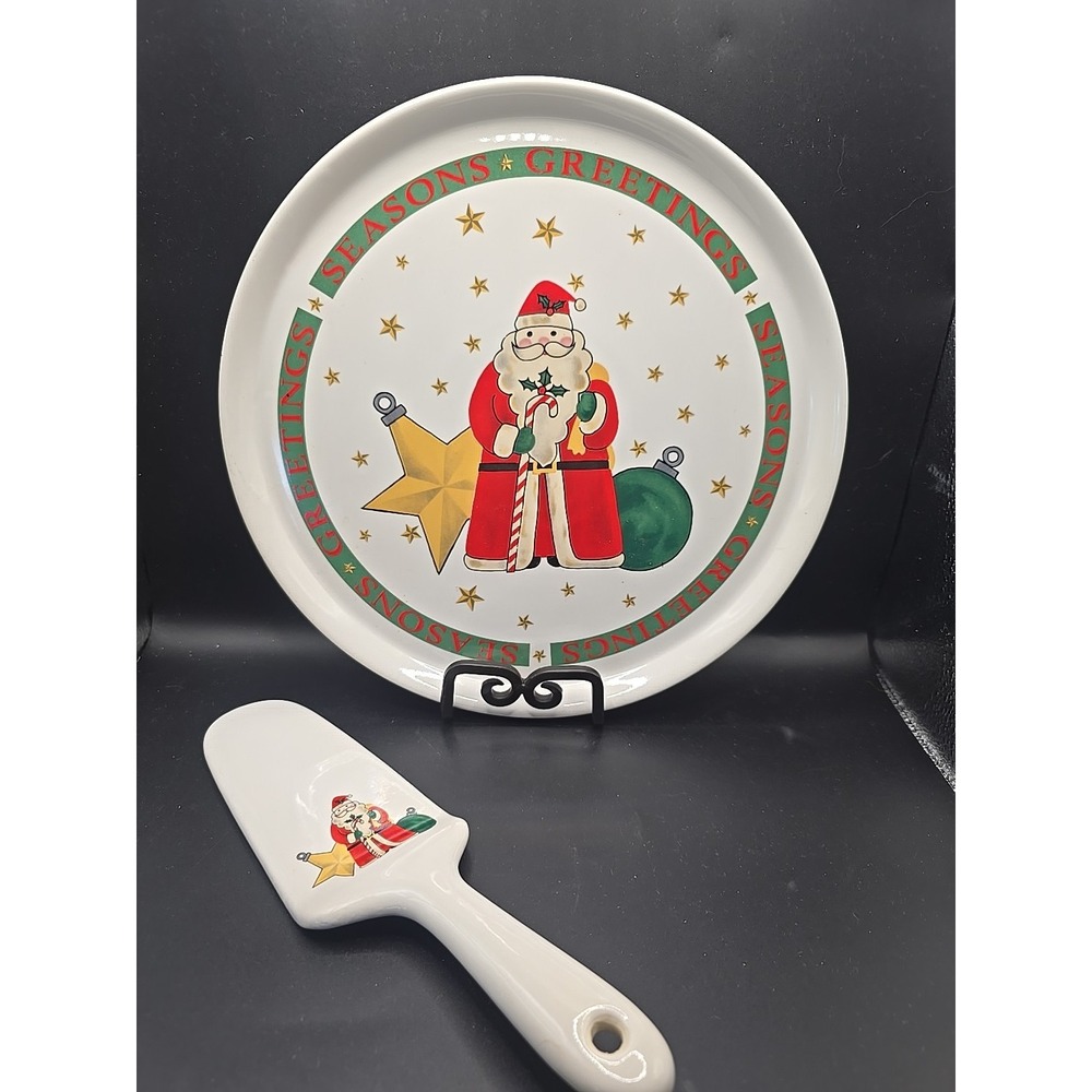 Cake Plate & Server Seasons‎ Greetings Signature Housewares Japan 11"